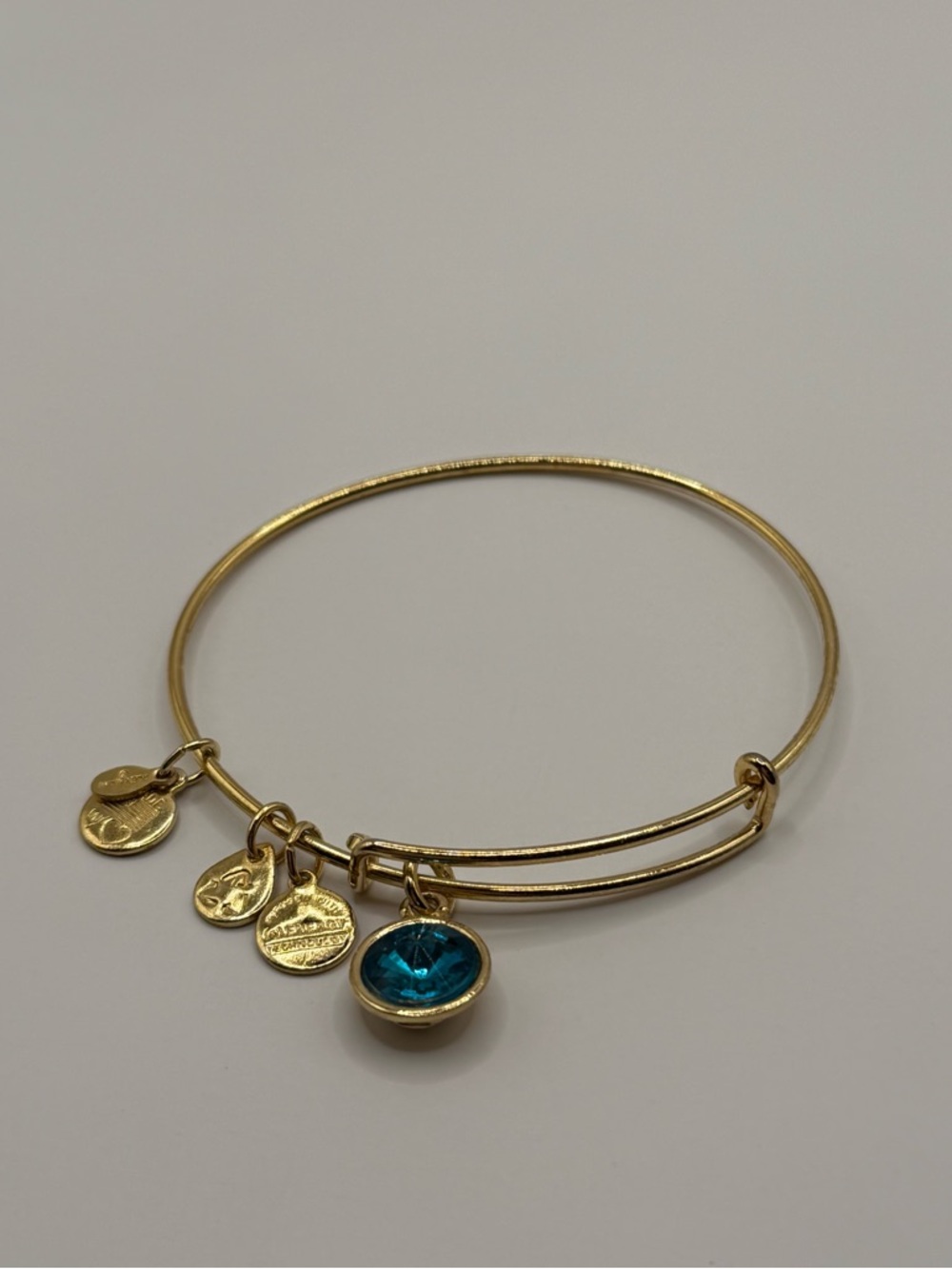 Alex and Ani December Birthstone Charm Bangle Bracelet Blue Topaz